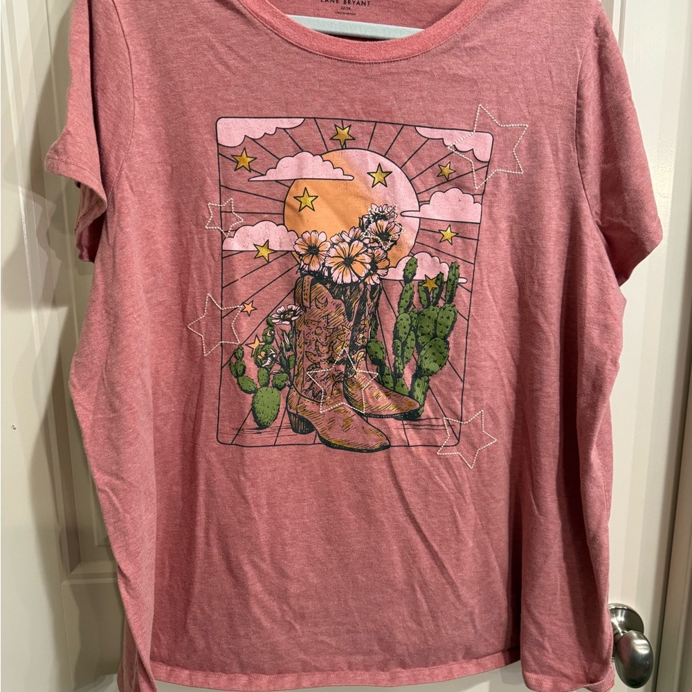 Lane Bryant western Pink Top